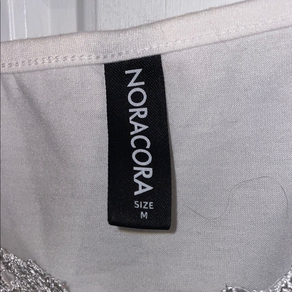 White and Purple lace embroidered Cold-Shoulder Blouse - Picture 5 of 7